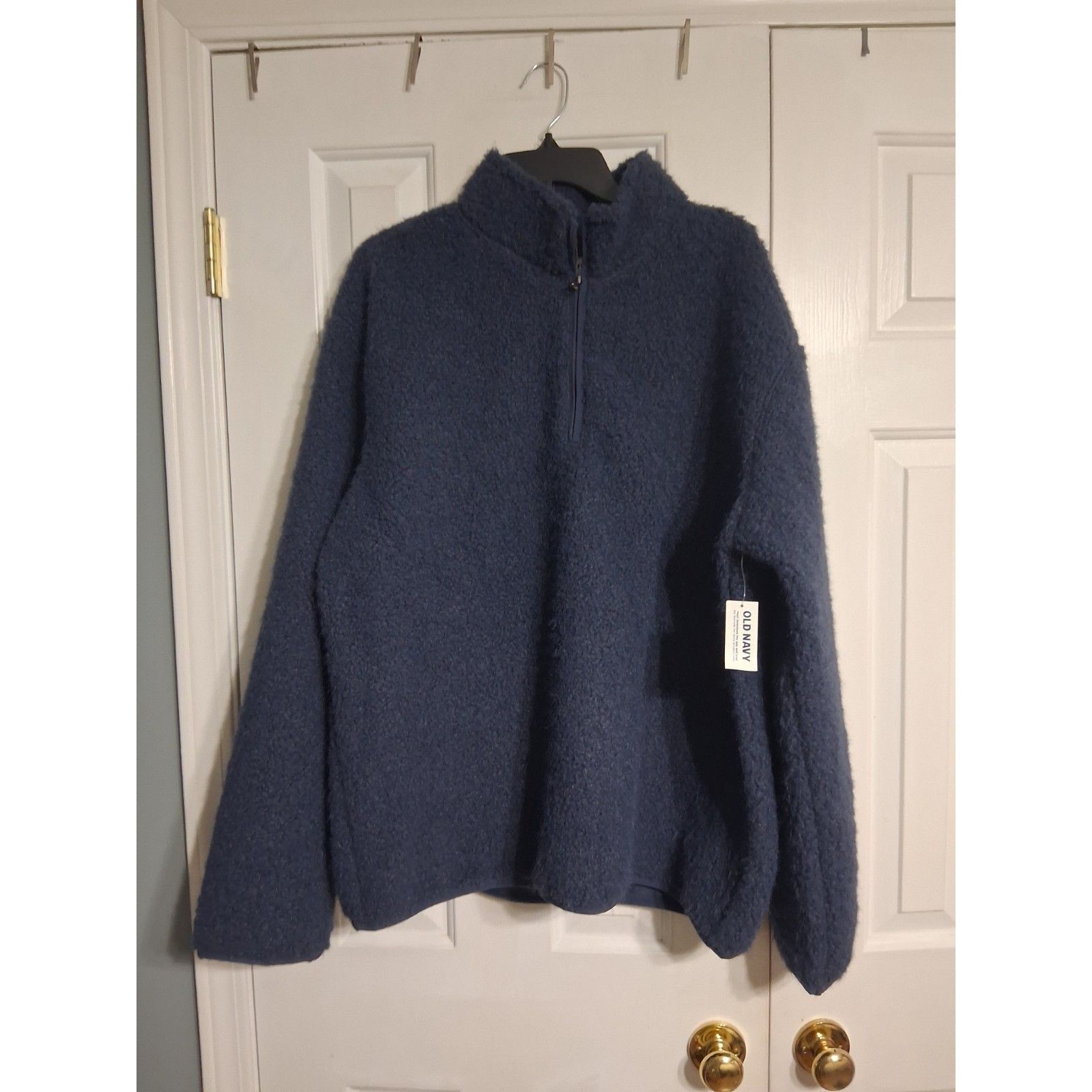 Nwt Men's Old Navy Loose Boucl Sherpa Quarter Zip Pullover Size Xl Blue — image 7 of 8